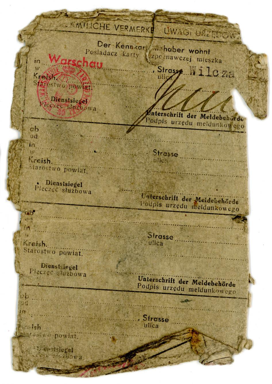 Karta rozpoznawcza z Generalnego Gubernatorstwa