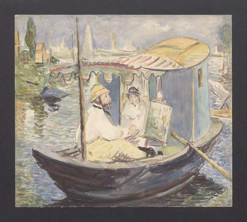 Monet malujący w łodzi