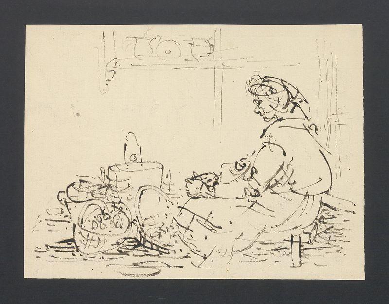 Kobieta obierająca ziemniaki (?); Portret kobiety z dziećmi