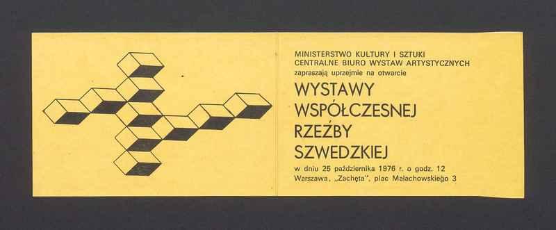 Zaproszenie na otwarcie wystawy współczesnej rzeźby szwedzkiej