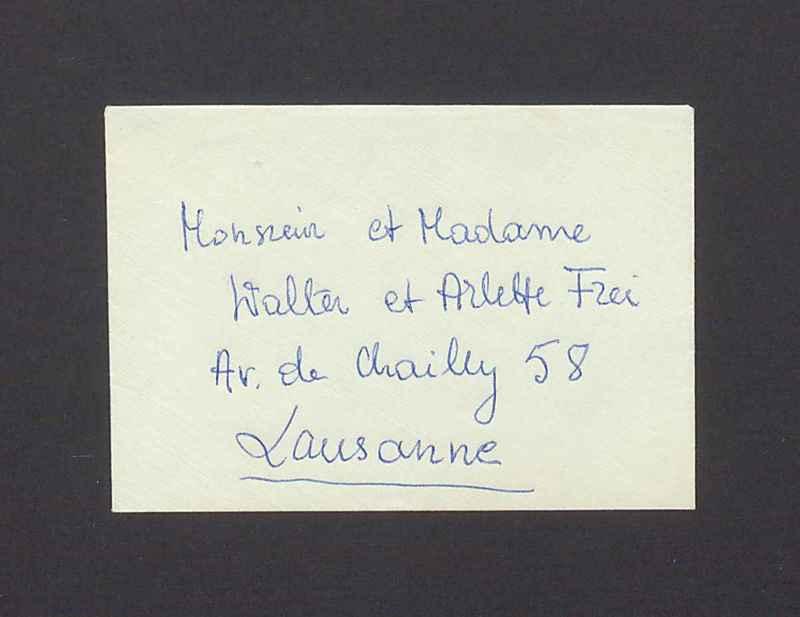 Koperta, adr. Walter et Arlette Fzei