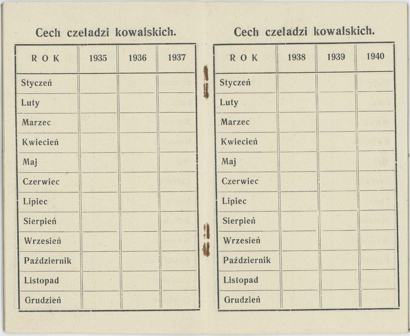 Książeczka składek cechu kowalskiego