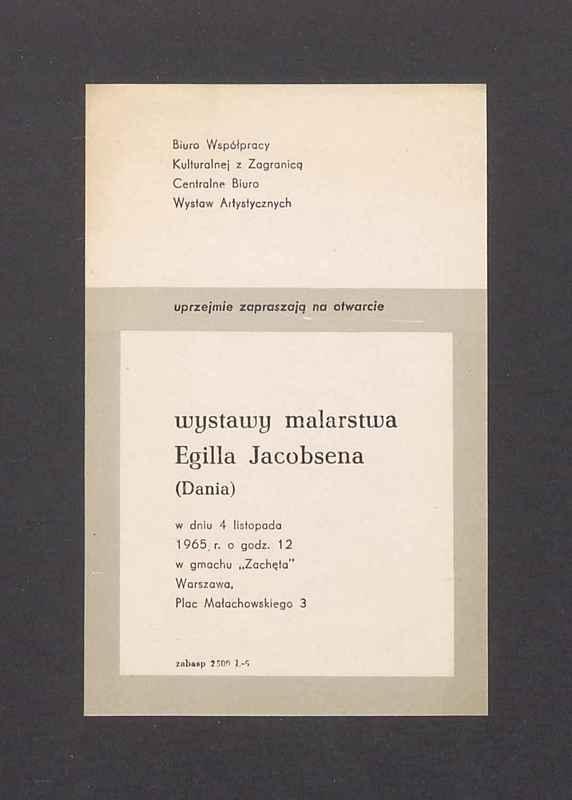 Zaproszenie na otwarcie wystawy Egilla Jacobsena