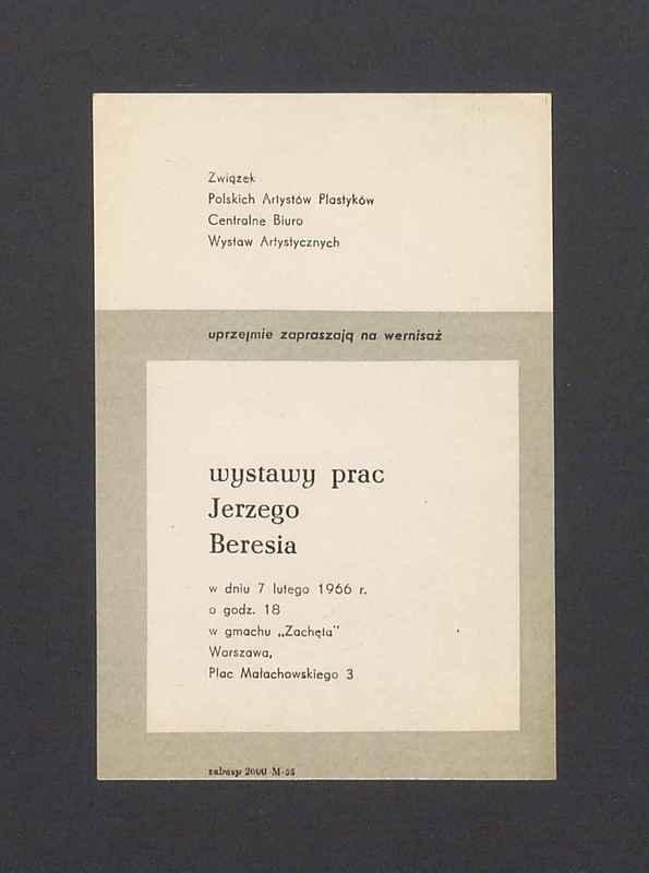 Zaproszenie na wernisaż wystawy prac Jerzego Beresia