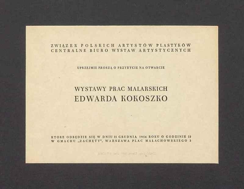 Zaproszenie na wystawę prac malarskich Edwarda Kokoszko