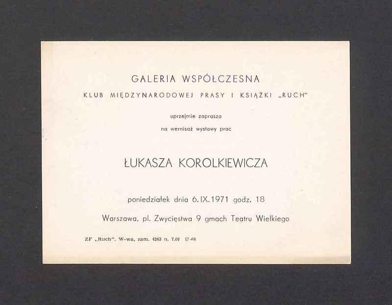 Zaproszenie na wernisaż wystawy prac Łukasza Karolkiewicza