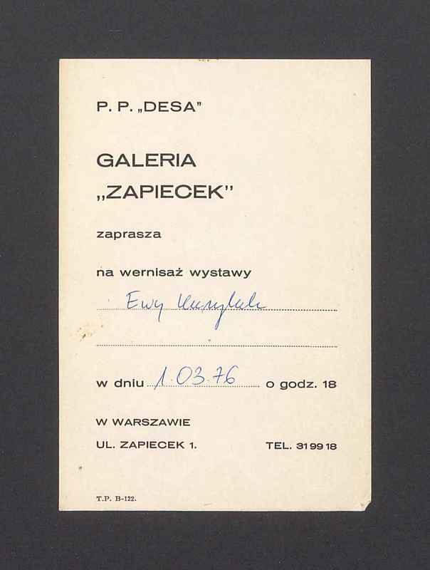 Zaroszenie na wernisaż wystawy Ewy Kuryluk