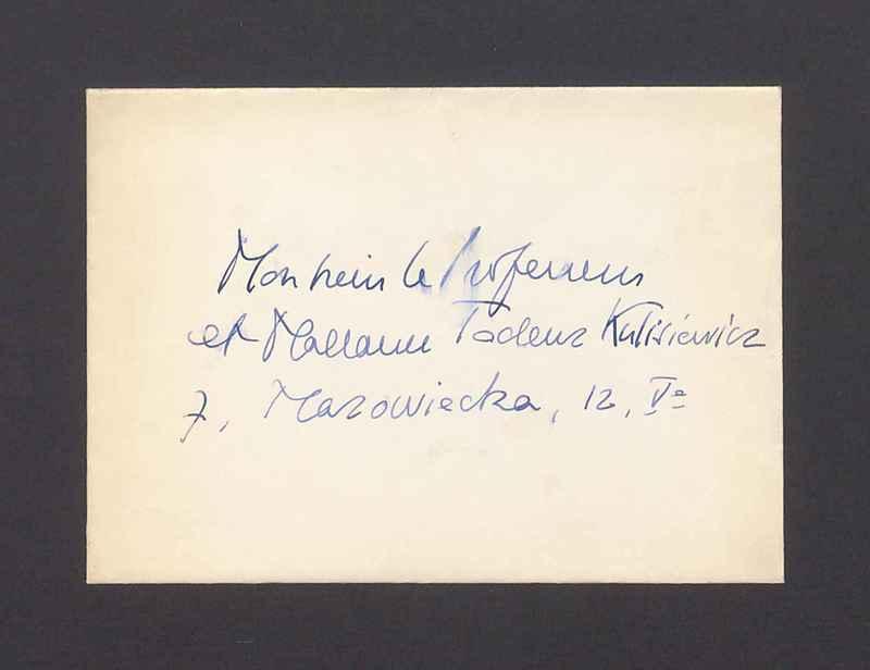 Koperta, adr. Tadeusz Kulisiewicz