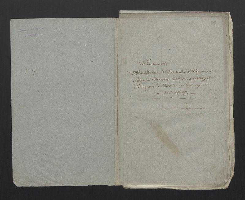 Wykaz Rezultatu z Rachunku Skrzynki Rzemieślniczej Zgromadzenia Bednarskiego Okręgu i Miasta Stawiszyna za lata  1838 - 1846 złożonego 