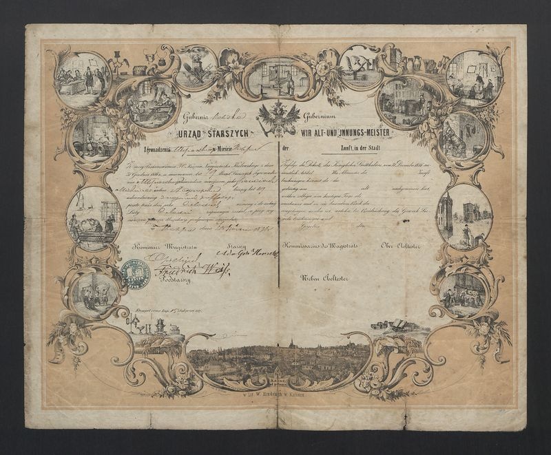 Dyplom czeladniczy Zgromadzenia Młynarskiego 