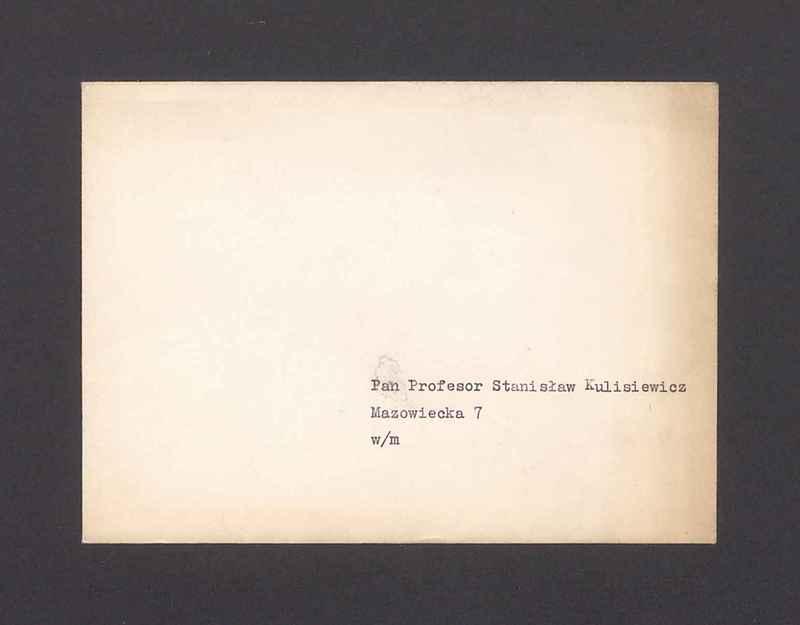 Koperta, adr. Pan Profesor Stanisław Kulisiewicz
