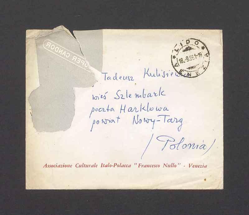 Koperta, adr. Tadeusz Kulisiewicz