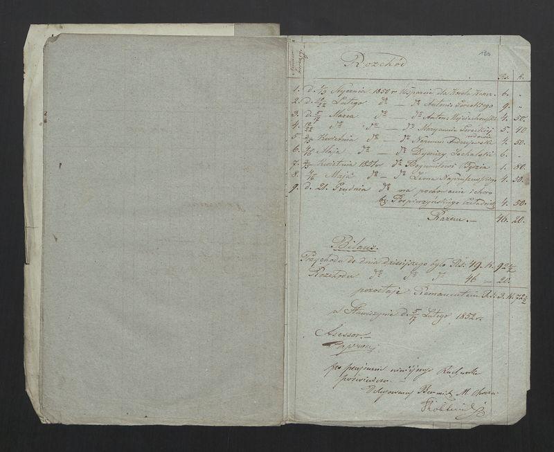 Wykaz Rezultatu z Rachunku Skrzynki Rzemieślniczej Zgromadzenia Bednarskiego Okręgu i Miasta Stawiszyna za lata  1838 - 1846 złożonego 