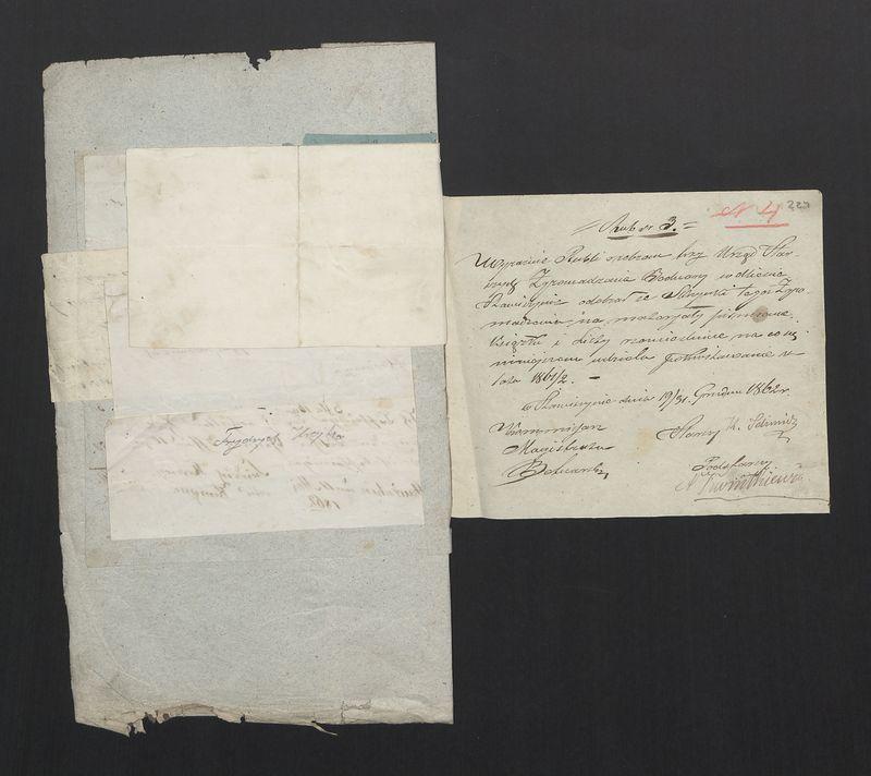 Dowody Usprawiedliwiające Rachunki Kasy Zgromadzenia Bednarzy w Mieście Stawiszynie uformowane z rok 1861/1862