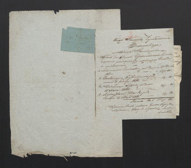 Dowody Usprawiedliwiające Rachunki Kasy Zgromadzenia Bednarzy w Mieście Stawiszynie uformowane z rok 1861/1862