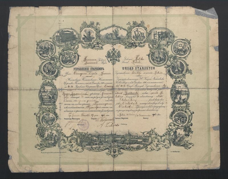 Świadectwo czeladnicze zgromadzenia stolarskiego w Kaliszu