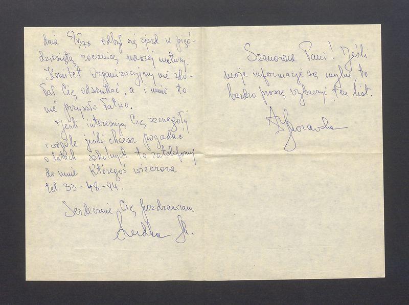 Kochana Marysiu! Piszę ten list "w ciemno" [...]