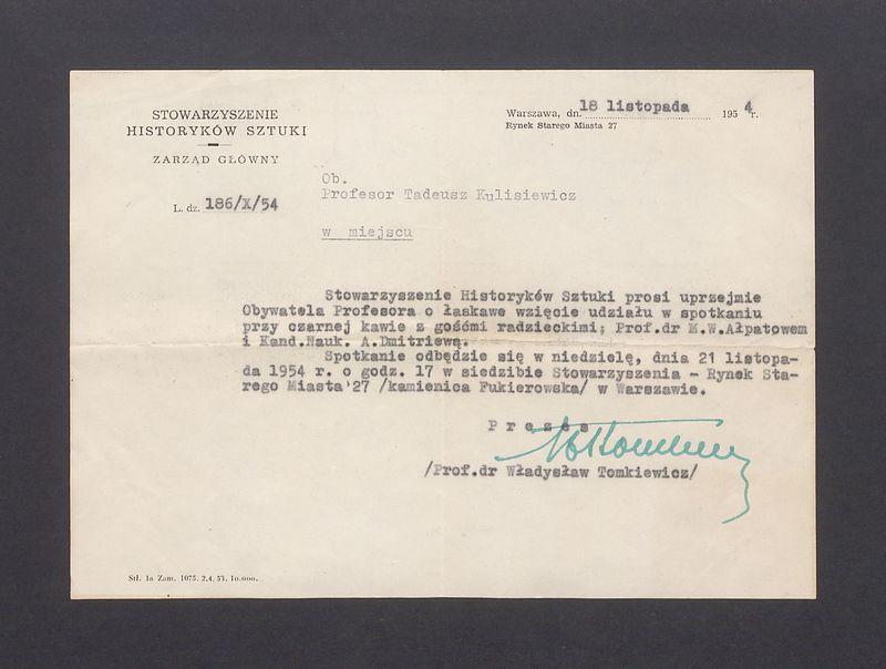 Stowarzyszenie Historyków Sztuki: zaproszenie na spotkanie z naukowcami radzieckimi 