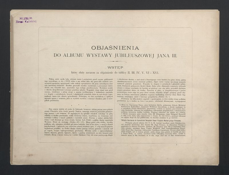 Objaśnienia do albumu wystawy jubileuszowej Jana III
