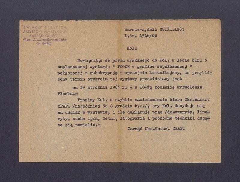 Informacja o terminie wystawy "Płock w grafice współczesnej"