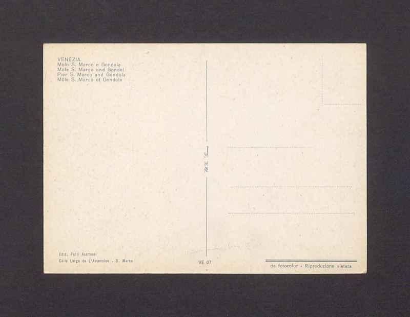 Venezia. Molo S. Marco e Gondola