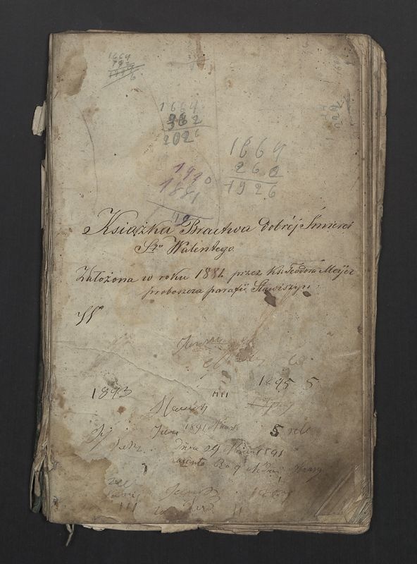 Książka Bractwa Dobrej Śmierci św. Walentego. Założona w roku 1881 przez ks. Teodora Meijera proboszcza parafii Stawiszyn