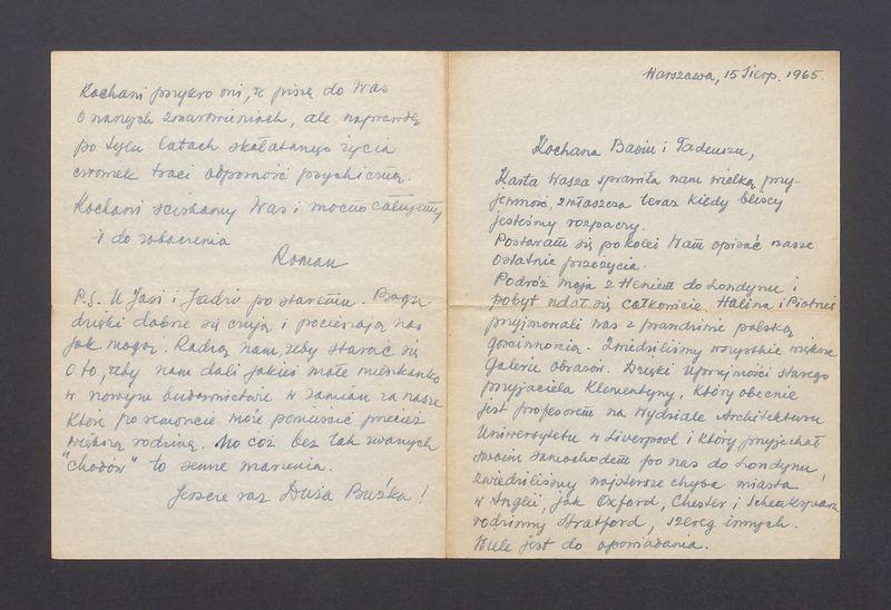 Kochana Basiu i Tadeuszu, Karta Wasza sprawiła [...]