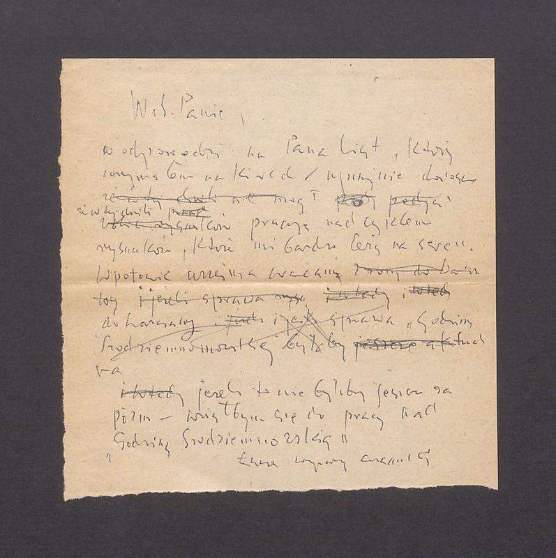 W. Sz. Panie. W odpowiedzi na list [...]