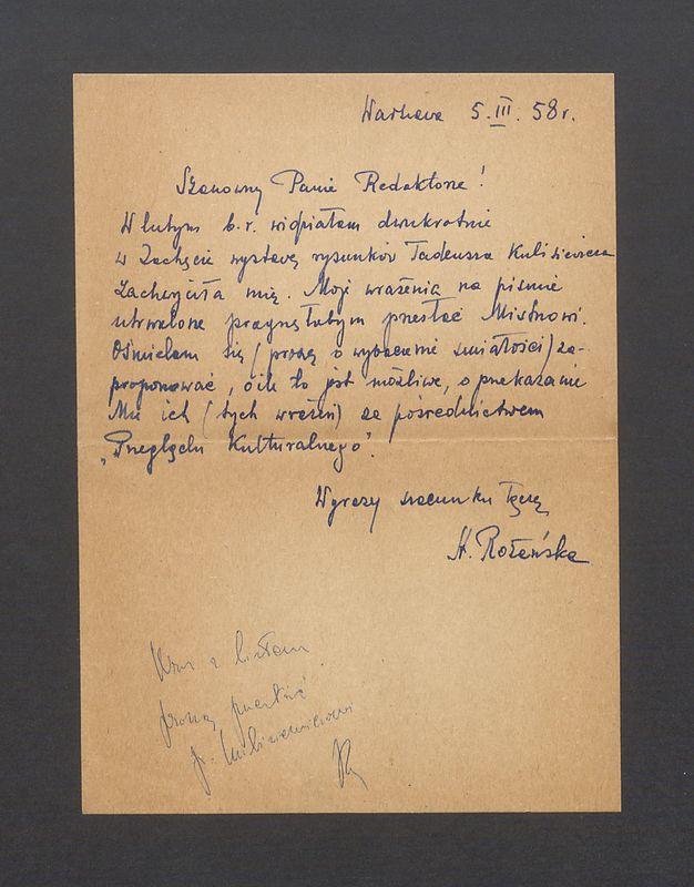 Szanowny Panie Redaktorze! W lutym b. r. widziałam [...]