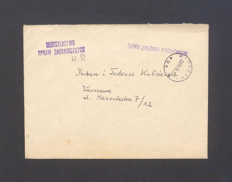 Koperta, nad. Ministerstwo Spraw Zagranicznych