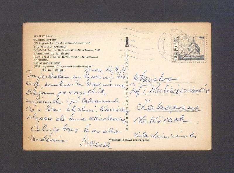 Przyjechałam na tydzień do W-wy [...]