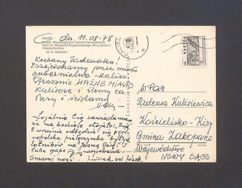 Kochany Tadeuszku! Przejeżdżamy przez miasto guberialne - Kalisz [...]