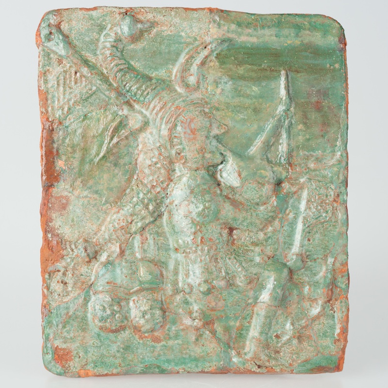 Kafel z błaznem grającym na dudach