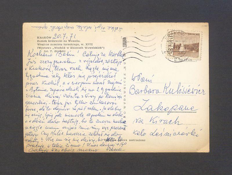 Kochana Basiu! Całuję za kartkę [...]