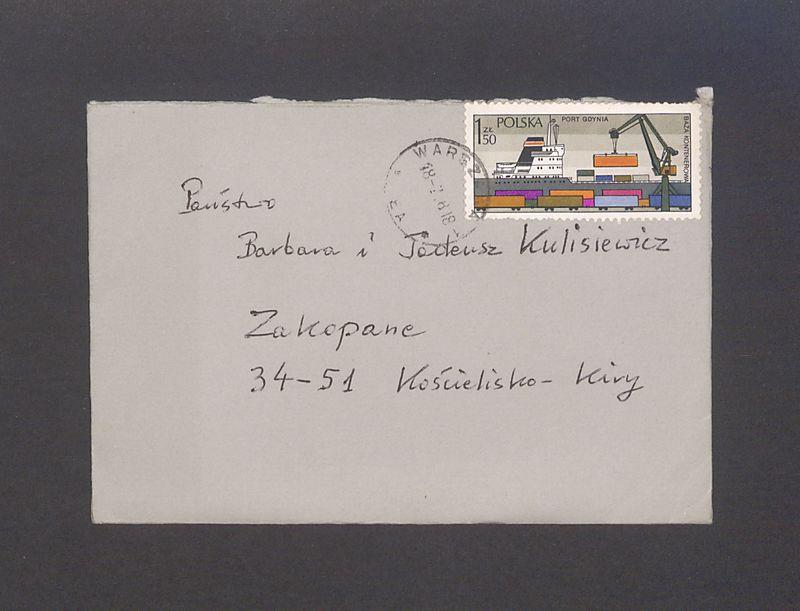 Koperta, adr. Państwo Barbara i Tadeusz Kulisiewicz