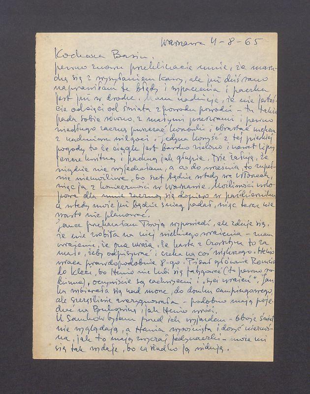 Kochana Basiu, pewno znowu przeklinacie mnie [...]