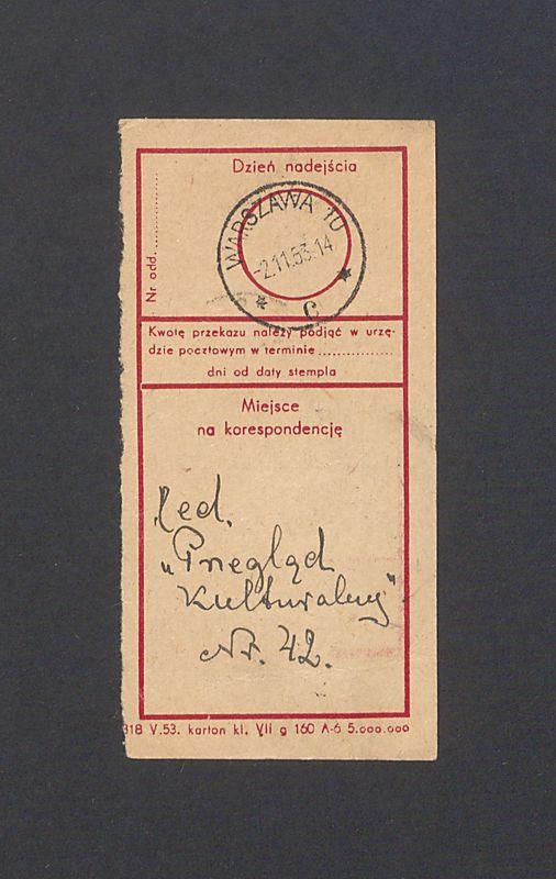 Odcinek dla odbiorcy dot. wpłat na rachunek bankowy, część II