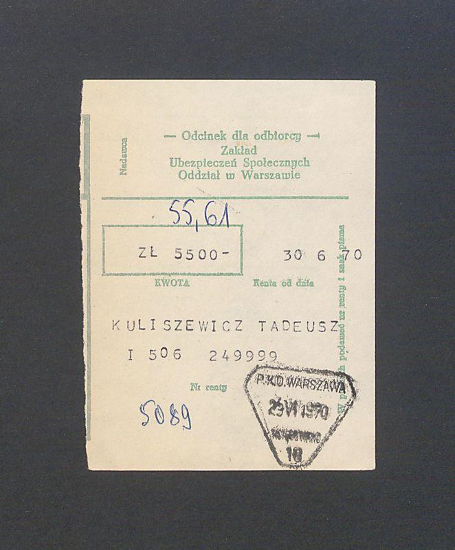 Zakład Ubezpieczeń Społecznych: odcinek dla odbiorcy z wpłatą na ubezpieczenie