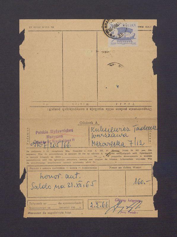 Polskie Wydawnictwo Muzyczne: odcinek rachunku