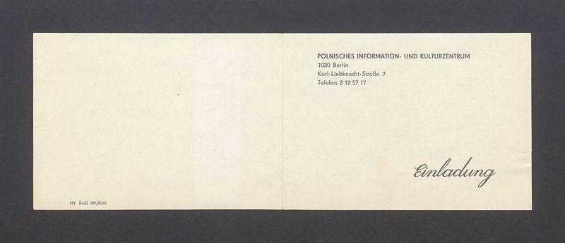 Wir laden Sie herzlich ein zur Eroffnung der Ausstellung "Zeichnungen und Grafiken von Tadeusz Kulisiewicz"