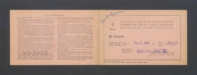 Bilet PKP na przejazd Warszawa - Wenecja