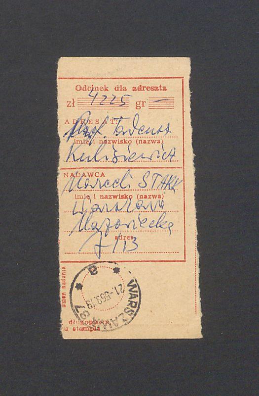 Odcinek dla odbiorcy dot. wpłat na rachunek bankowy, część II