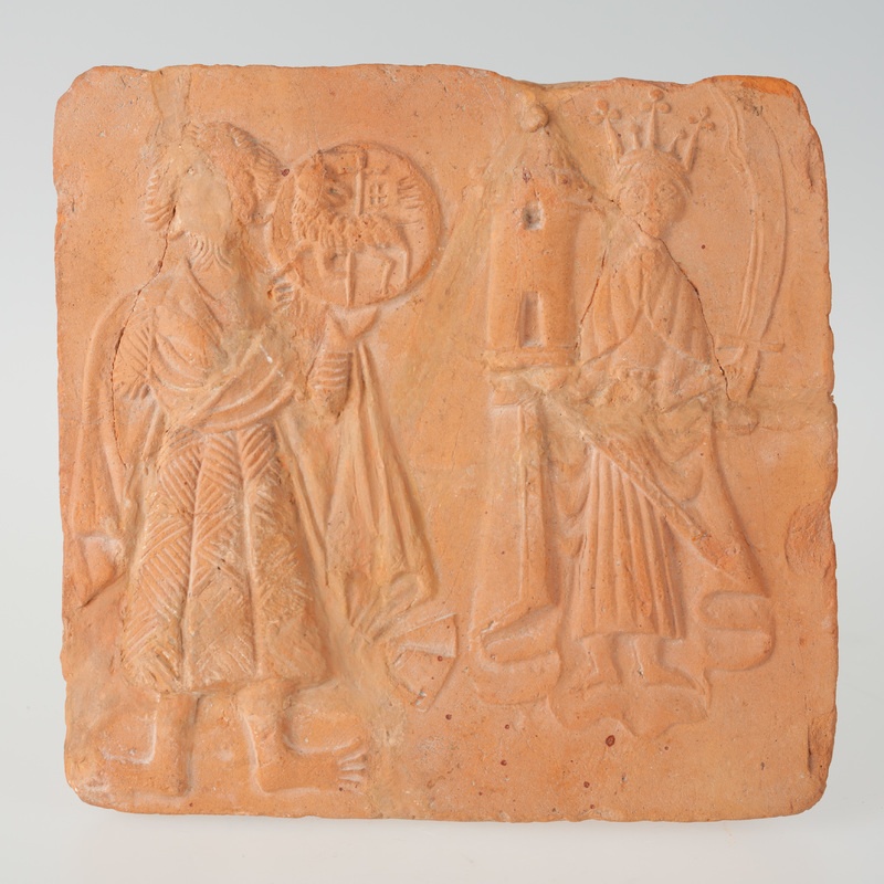 Kafel ze św. Janem Chrzcicielem i św. Barbarą