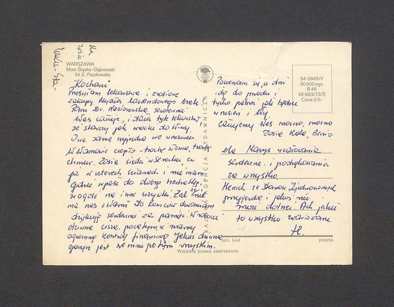 Kochani. Przesyłam lekarstwa i zrobione zakupy [...]