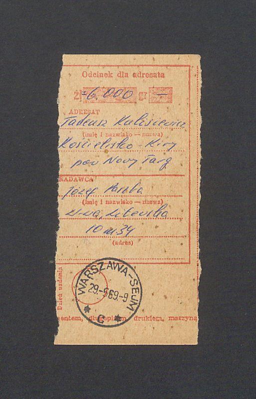 Odcinek dla odbiorcy dot. wpłat na rachunek bankowy, część II