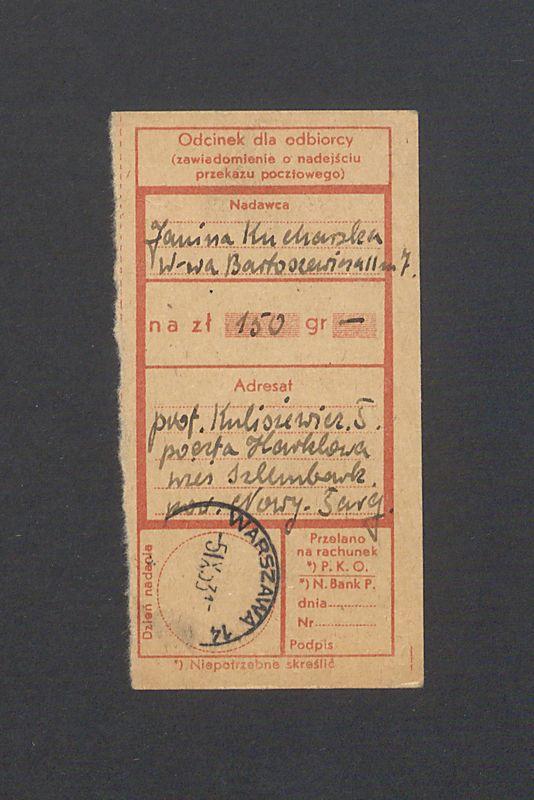 Odcinek dla odbiorcy dot. wpłat na rachunek bankowy, część I