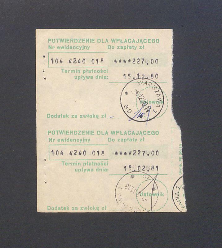 Książeczka wpłat za energię elektryczną i gaz