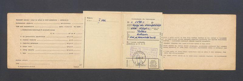 Książeczka opłat z tytułu najmu lokalu na ulicy Mazowieckiej 7 m. 12, na nazwisko Tadeusz Kulisiewicz