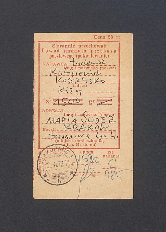 Odcinek dla odbiorcy dot. wpłat na rachunek bankowy, część III