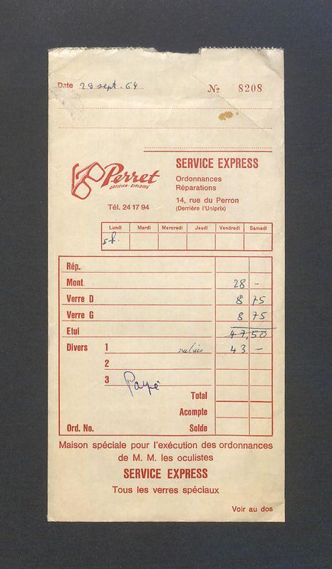 Rachunek za zakup okularów